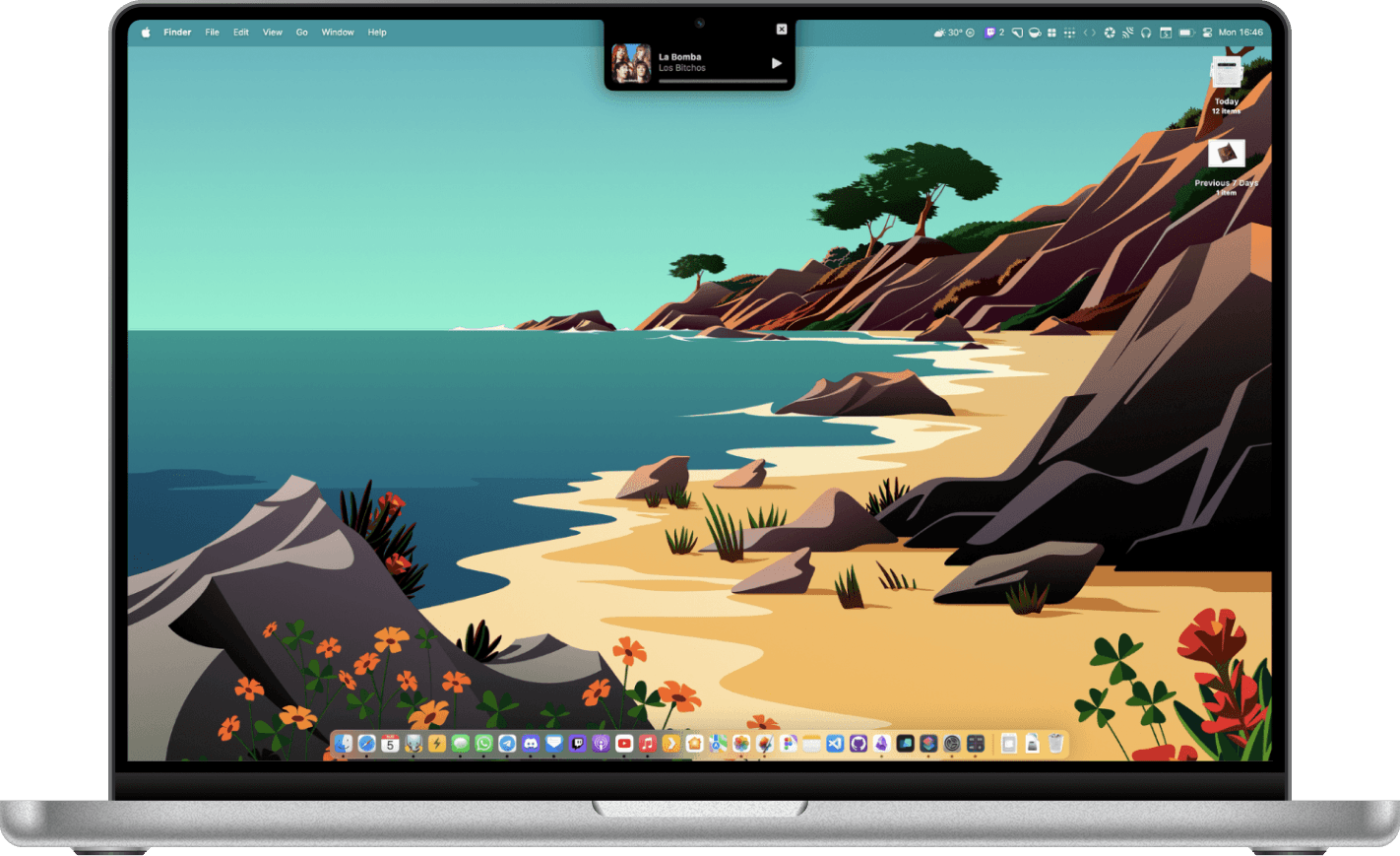MacBook Pro showing Nochi companion in the notch